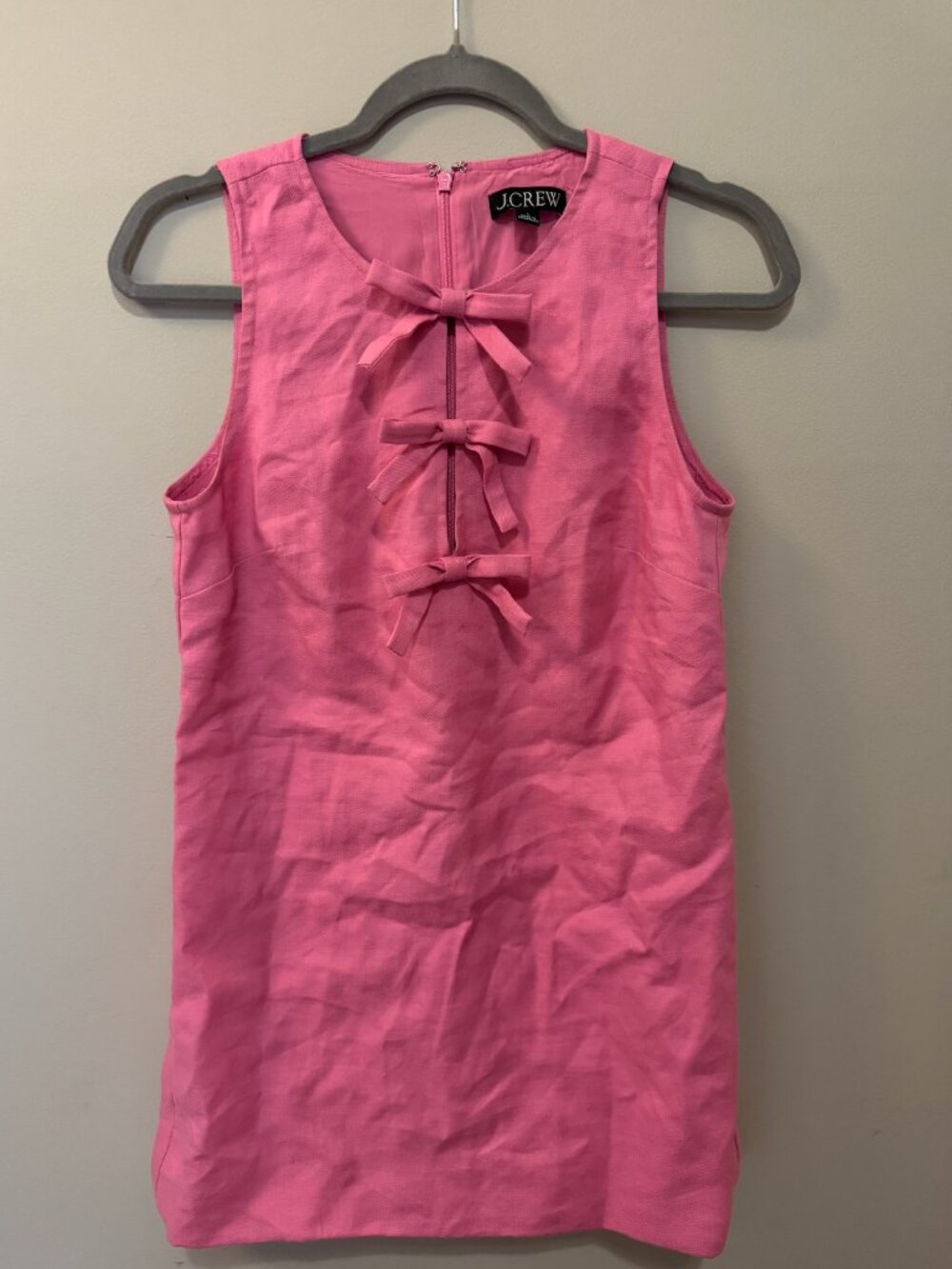 J. Crew Pink Bow-Front Mini Dress